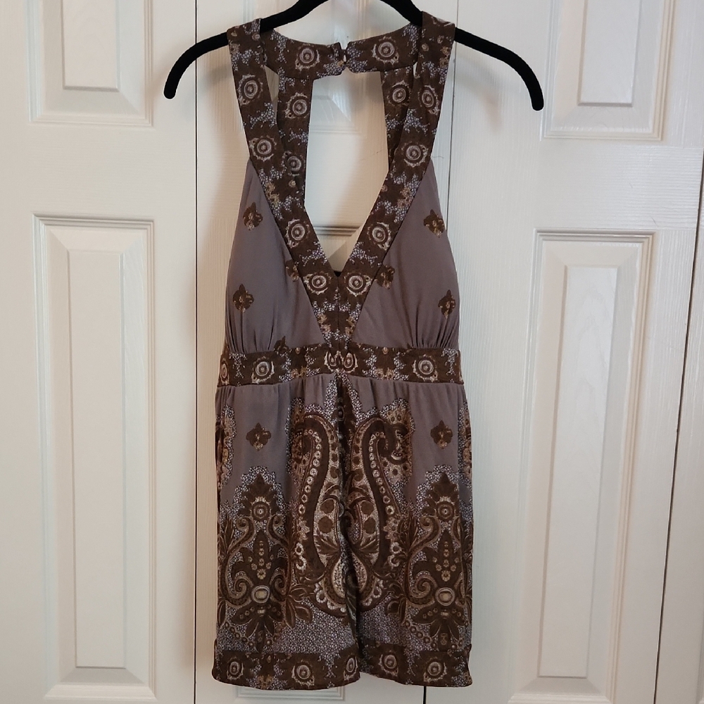 Brown  Paisley Romper Top  Sleeveless